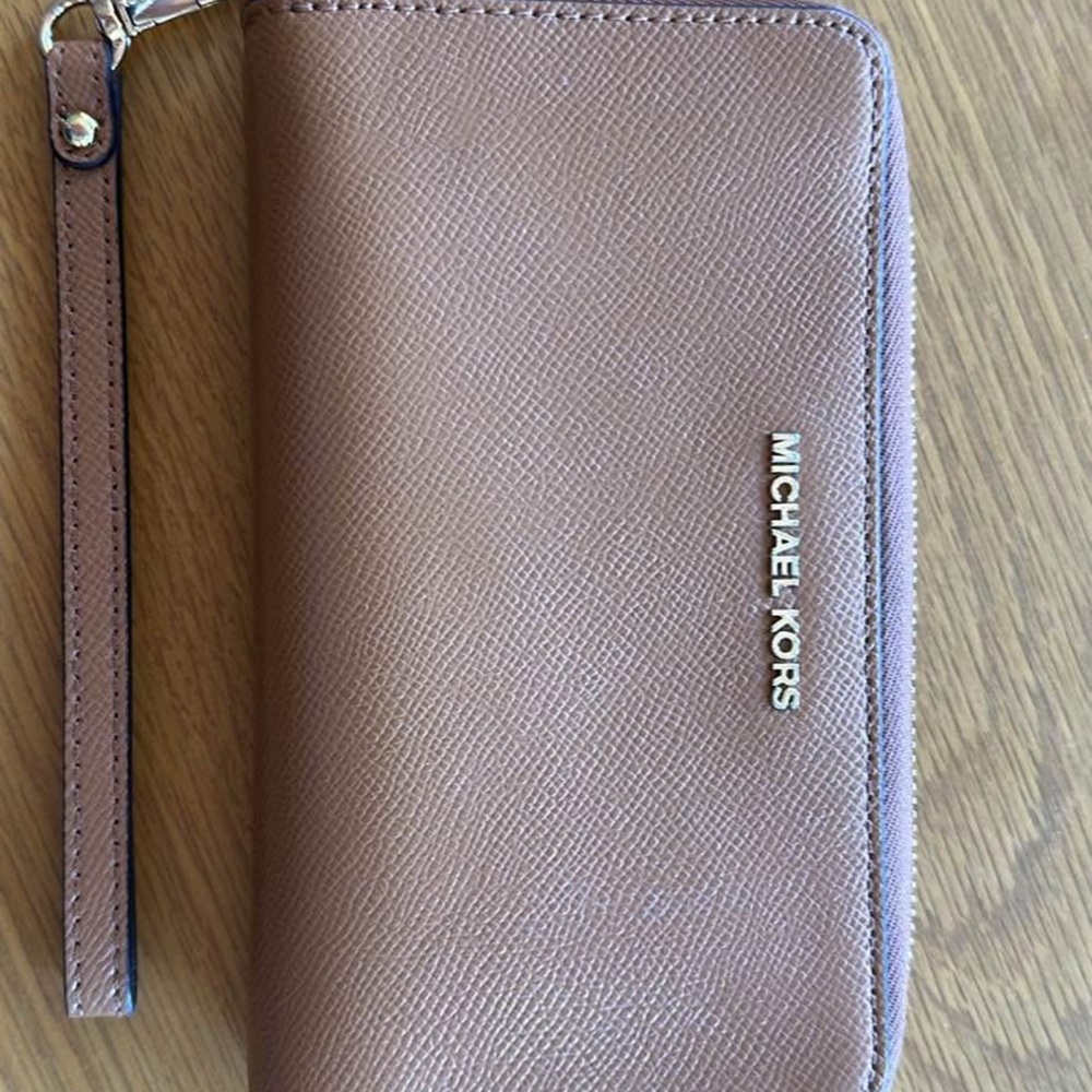 Michael Kors Tan Zip-Around Wristlet